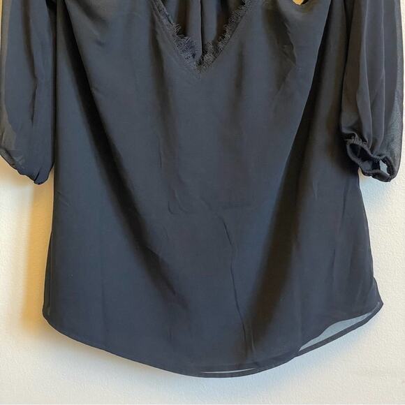 Express M black cold shoulder blouse spaghetti straps cut out - Picture 3 of 7